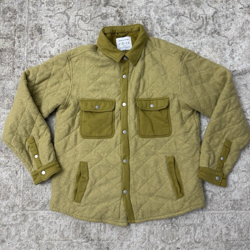 Urban Outfitters Quilted Shirt Jacket Women’s M Kiwi Green Soft Button Front NWT